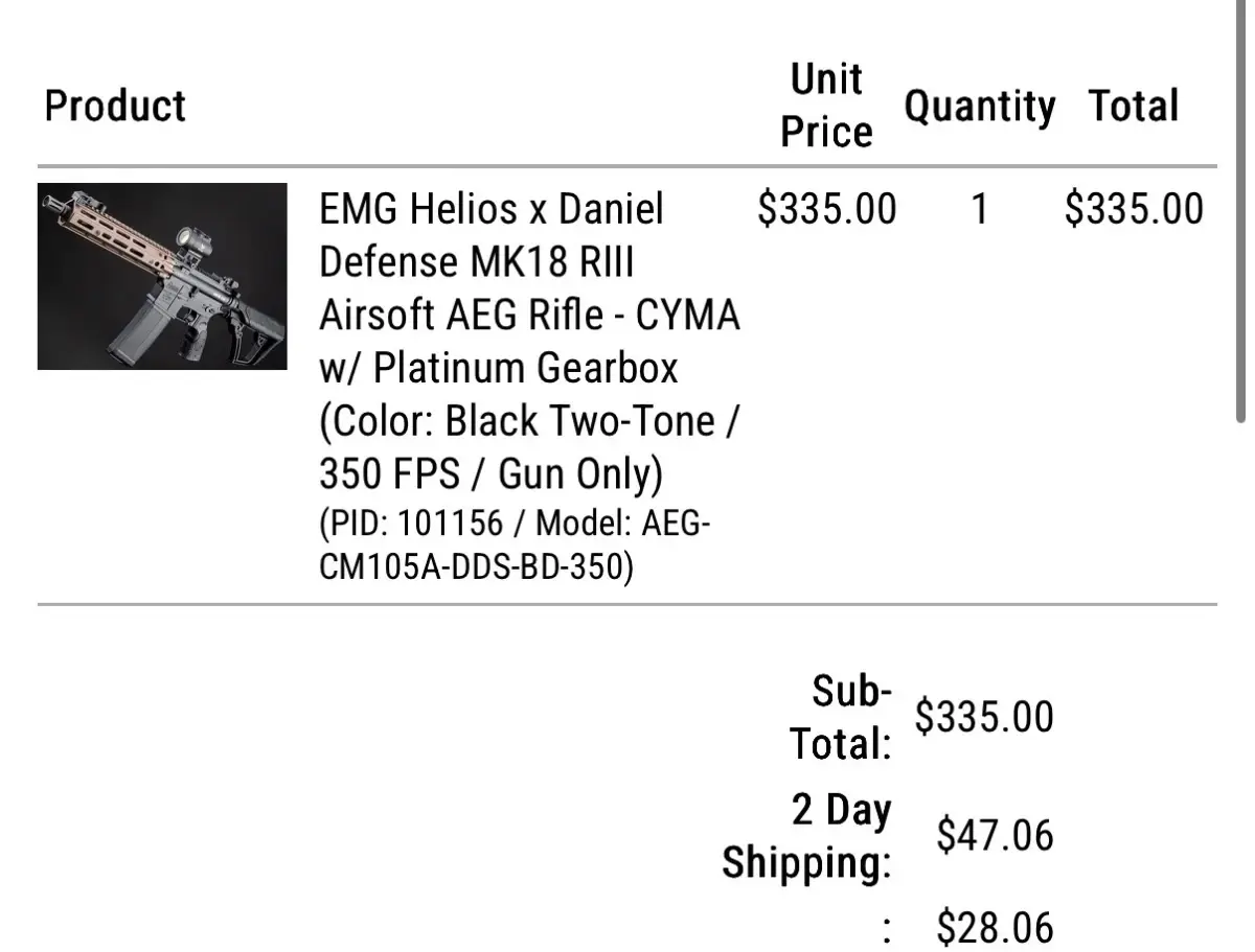 EMG Helios x Daniel Defense MK18 RIII Airsoft AEG Rifle w/ Platinum Gearbox - CYMA