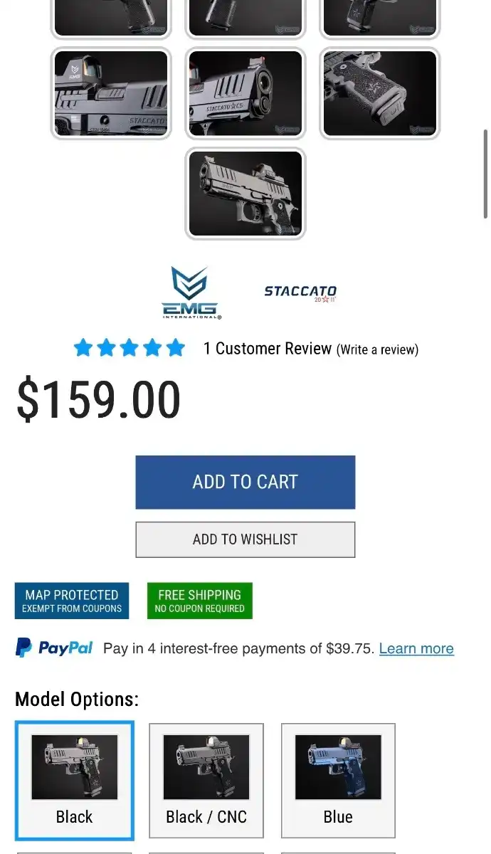 EMG Helios x Staccato CS Compact 2011 Gas Blowback Airsoft Pistol w/ Master Grip