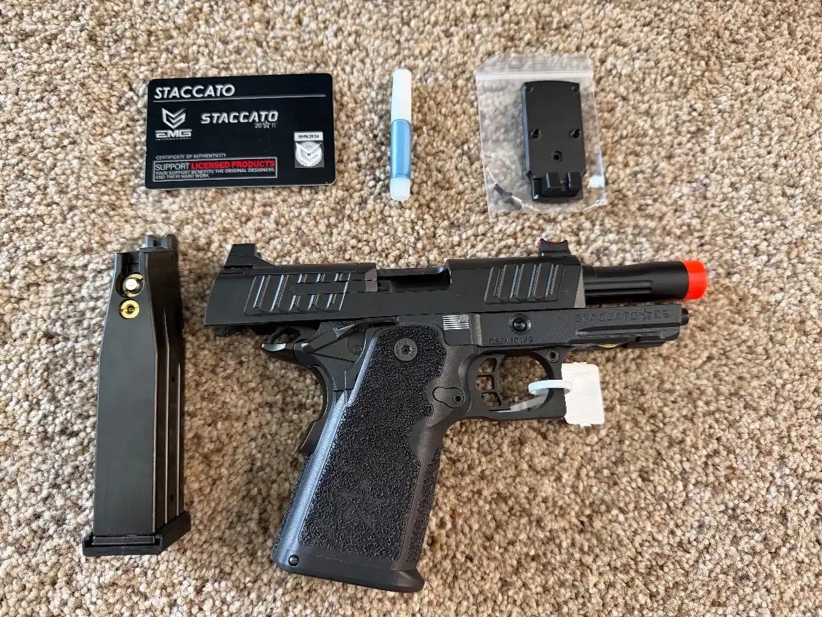 EMG Helios x Staccato CS Compact 2011 Gas Blowback Airsoft Pistol w/ Master Grip