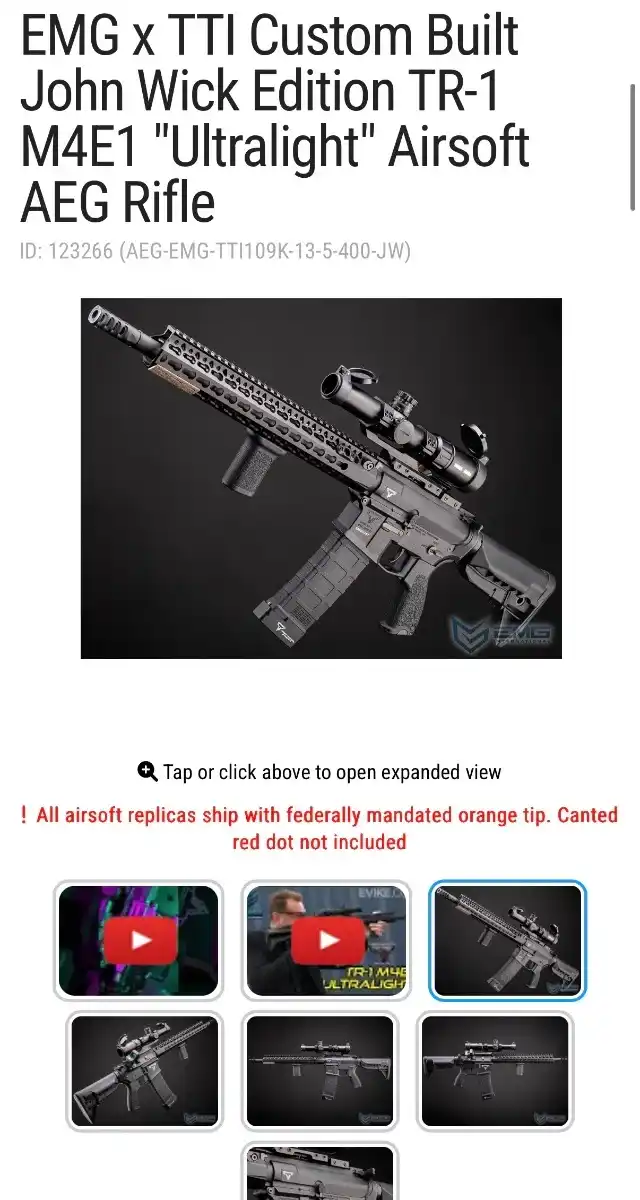 EMG x TTI Custom Built John Wick Edition TR-1 M4E1 "Ultralight" Airsoft AEG Rifle
