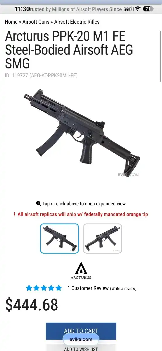 Arcturus PPK20 M1 FE + 4 mags